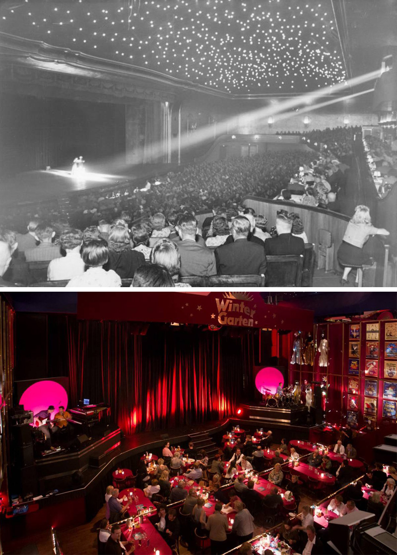 Wintergarten Varietè, Berlin movie theater in 1940 and today